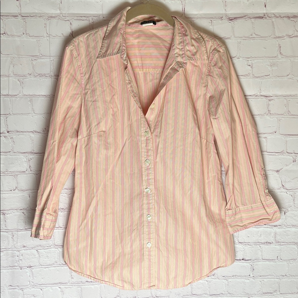 J. Crew Pastel Striped Button-Down 100% cotton‎ Shirt Woman’s Large